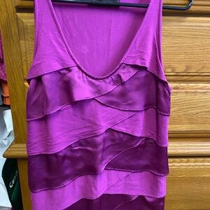 The Limited Pink and Purple Asymmetrical Ruffled Tank Top